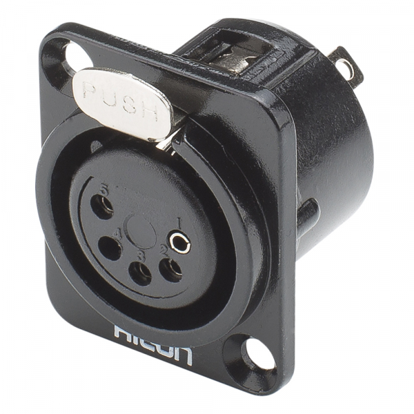 HICON CONNECTORS HICON XLR-5-pol Einbaubuchse, Metall, sw