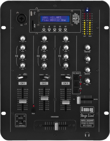 MPX-30DMP Stereo-DJ-Mischpult mit integriertem MP3-Spieler
