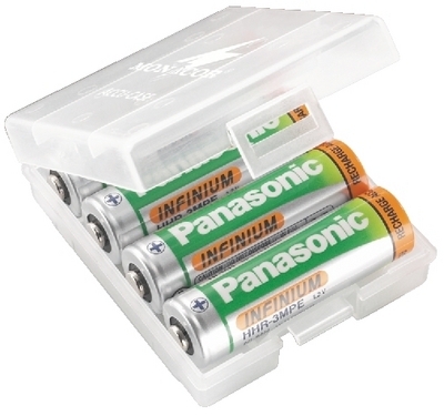 Monacor Accu-Case Transportbox für 4 Mignon- oder Micro-Akkus/-Batterien - Lieferung ohne Akkus