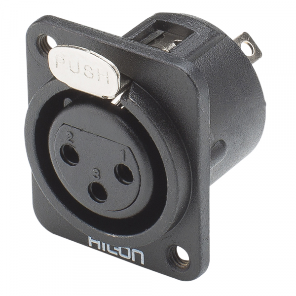 HICON CONNECTORS HICON XLR-3-pol Einbaubuchse, Metall, sw