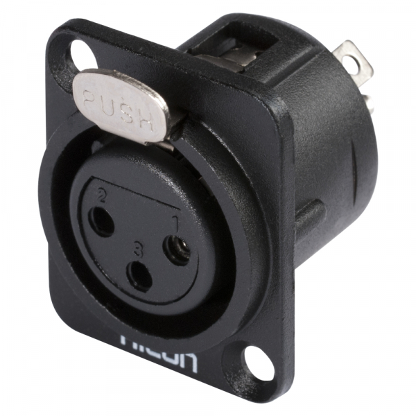 HICON CONNECTORS HICON XLR-3-pol Einbaubuchse, Metall, sw