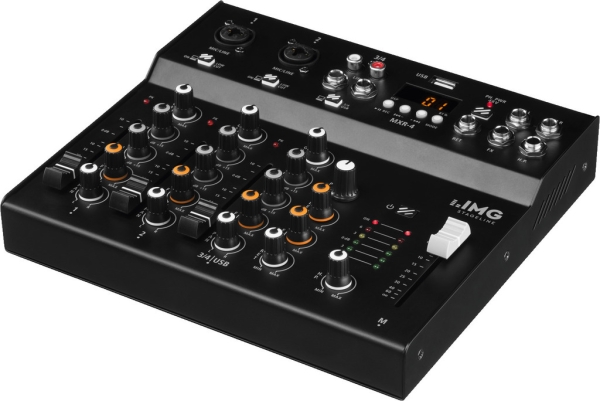 IMG Stage Line MXR-4 4-Kanal-Audio-Mischpult mit DSP-Effekteinheit, MP3-Spieler und Bluetooth