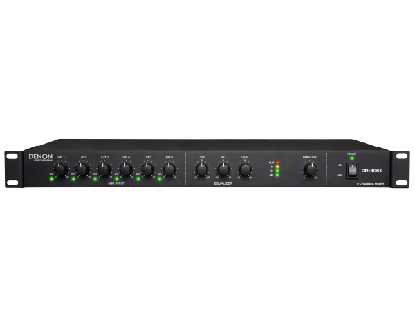 Denon Professional DN-306X 6-Kanal 19“ Rack Mischpult mit Mikrofon Prioritätsschaltung