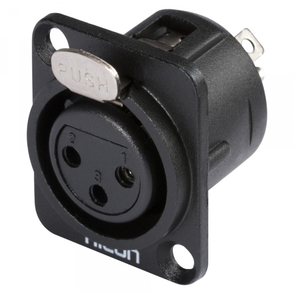 HICON CONNECTORS HICON XLR-3-pol Einbaubuchse, Metall, sw